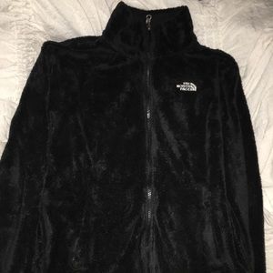 black fuzzy north face jacket